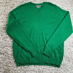 Vintage Tuxan Made In USA Green V-Neck Sweater